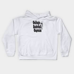 College Basketball Captain Typographic Design - Basketball Enthusiast's Choice Kids Hoodie